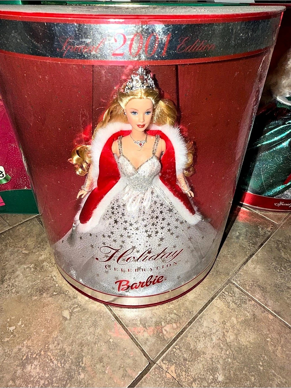 Barbie Holiday Celebration Barbie 2001 Edition Holiday Doll in Red & White Like